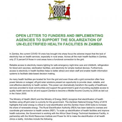 FINAL - Open Letter to Funders and Implementing Agencies to Support the Solarization of Rural Health Clinics in Zambia.jpg