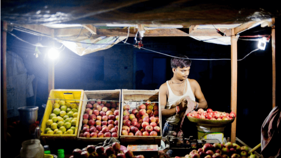 solar light powered fruit stand