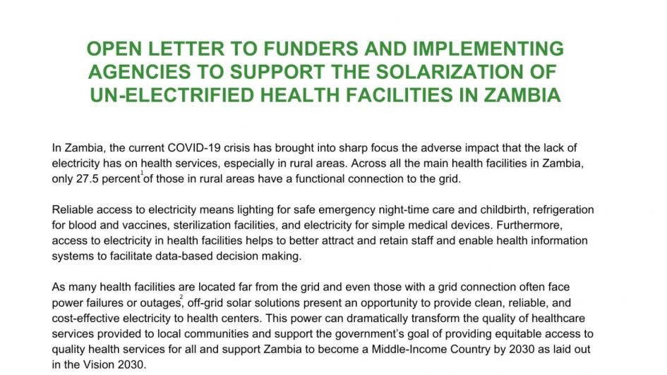 FINAL - Open Letter to Funders and Implementing Agencies to Support the Solarization of Rural Health Clinics in Zambia.jpg